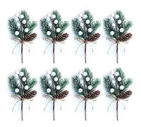 Reinscer Baies de Noël blanches / tiges de baies de pin, branches et sapins de pin artificiels pommes de pin / houx blanc pulvérisation / couronne de pics pour la décoration