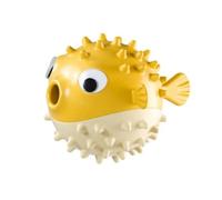 Reinscer Balle de nourriture pour chien en forme de poisson, jouet anti-morsure pour molaires, balle de nettoyage des dents pour chien, jouet à mâcher pour nourriture qui fuit, jaune