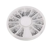 Reinscer Boîte argentée avec strass en cristal pour manucure et nail art - Roue de 1,5 mm