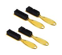 Reinscer Brosse à décolorer Peigne Ciseaux Brosse de nettoyage Barber Shop Peau décoloration Vintage Forme Tête de sculpture Brosse de nettoyage Doré 4 pièces
