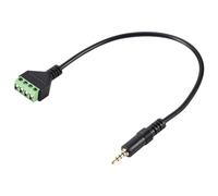 Reinscer Câble d'adaptateur de borne à vis de 3,5 mm pour haut-parleur - Trou de connecteur TRRS stéréo à 4 fils vers câble de connexion Balun à bornes à vis AV