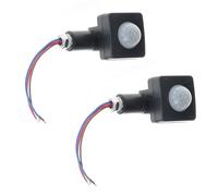 Reinscer Détecteur de mouvement, 2 x AC85-265 V, IP65, détecteur de mouvement PIR réglable, détecteur de mouvement LED ultra fin, détecteur de mouvement PIR, extérieur 10 mm, noir