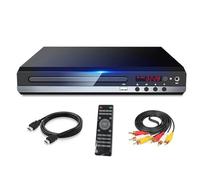 Reinscer Lecteur DVD 1080P HD Home DVD-Player-Box pour Télévision Lecteur DVD CD sans région Sortie AV Lecteur EVD Prise UE Noir