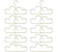 Reinscer Lot de 10 cintres antidérapants en métal pour tout-petits - En forme de nuage doré - Pour vêtements - Organisateur de rangement