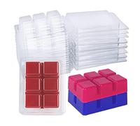 Reinscer Lot de 100 Moules à Coques en Cire Fondue, Plateau Carré en Plastique Vide Transparent pour Bougies à Tartes à la Cire