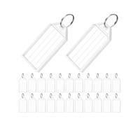 Reinscer Lot de 100 porte-clés, 2 porte-clés en plastique avec lignes, étiquettes en papier non imprimées, couvercles transparents et étiquettes d'articles, durables