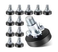 Reinscer Lot de 12 pieds de nivellement pour meubles avec rainures en T, filetage UNC 1/4 en 20, pieds de nivellement réglables en métal noir, pieds de table à visser pour bureau