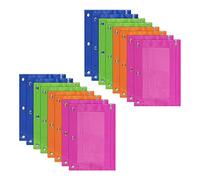 Reinscer Lot de 16 Pochettes à Crayons à 3 Anneaux, Reliure à Pochettes, Multicolore, étui à Crayons, Fenêtre Transparente, pour Fournitures Scolaires, Fournitures de Bureau