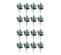 Reinscer Lot de 16 tiges de baies de Noël blanches - Branches de pin et sapins artificiels - Pommes de houx blanches - Pour décoration
