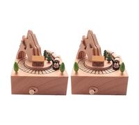 Reinscer Lot de 2 boîtes à musique en bois avec tunnel de montagne avec cordon magnétique mobile | Théâtre StÜCke
