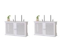 Reinscer Lot de 2 boîtes de rangement pour routeur WiFi sans fil - Support de fil - Étagère murale - Double porte