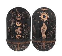 Reinscer Lot de 2 étagères d'affichage en bois et cristal - Présentoir décoratif en cristal pour la décoration de la maison (noir)