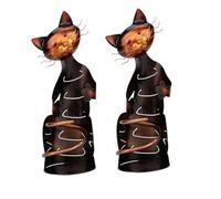 Reinscer Lot de 2 porte-bouteilles de vin pour chat - Sculpture en métal - Décoration