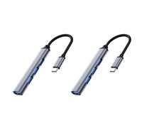 Reinscer Lot de 2 répartiteurs de hub USB à 4 ports, multi hub type C vers USB 3.0, adaptateur USB multiports, bloc d'alimentation