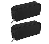 Reinscer Lot de 2 trousses à crayons avec grande capacité Oxford - Sac de rangement pour marqueurs - Trousse simple pour l'école et le bureau - Organiseur noir, Noir