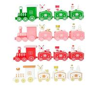 Reinscer Lot de 4 décorations de train de Noël avec décoration de train, mini kit de décoration pour fête de Noël, facile à utiliser, de haute qualité