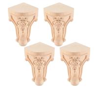 Reinscer Lot de 4 pieds de meuble TV en bois sculpté 10 x 6 cm