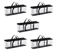 Reinscer Lot de 5 grands supports de rangement transparents pour CD/DVD - Fermeture éclair simple - Fermeture éclair