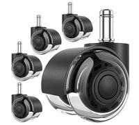 Reinscer Lot de 5 roulettes de chaise de bureau - Roulettes pivotantes souples - En acier noir et caoutchouc - Pour chaises de travail et de - Roulettes robustes et sûres