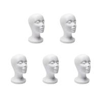Reinscer Lot de 5 têtes de mannequin de vitrine en mousse - Lunettes de soleil - Chapeau - Support pour casque - Support de mannequin de vitrine