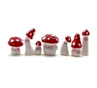Reinscer Lot de 7 champignons miniatures pour travaux manuels - Petits champignons de jardin en résine - Petites décorations de champignons en résine