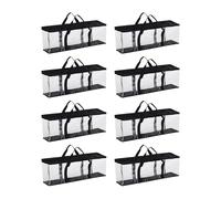 Reinscer Lot de 8 grands supports de rangement transparents pour CD/DVD - Fermeture éclair simple - Fermeture éclair