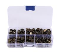 Reinscer Lot de 90 vis Chicago, kit assorti, 6 tailles de rivets ronds plats, en cuir, à monter soi-même, vis en métal, rivets pour le bricolage du cuir B