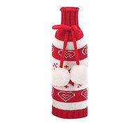 Reinscer Mignon Noël Couvercle de Bouteille de Vin Tricoté Pull pour Vacances Noël Table Décoration Principale A