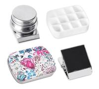 Reinscer Mini boîte portable, palette d'aquarelle vide à 12 compartiments, petits kits de rangement de peinture avec clip magnétique et pot à , , B