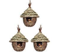Reinscer Nichoir à oiseaux en 3 parties pour l'extérieur - Nid d'oiseau en herbe pour jardin, terrasse