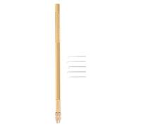 Reinscer Perruque Crochet 5 PièCes Aiguilles de Ventilation +1 Support en Laiton pour Dentelle Perruque Aiguille Postiche Nouage Crochet Ensembles Crochet Perlé