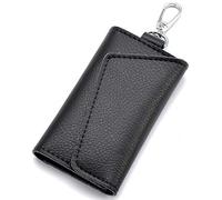 Reinscer Porte-clés Femmes Porte-clés Organisateur Pochette Clé de Voiture Sac Portefeuille Gouvernante Étui à clés Mini Sac pour Carte Noir