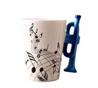 Reinscer Tasse en céramique de 240 ml, tasse en céramique musicale, tasse en céramique musicale , tasses et tasses mignonnes pour café, thé et lait avec, cadeaux de nouveauté, trompette