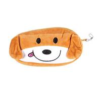 Reinscer Trousse à crayons pour enfants, motif dessin animé, grande trousse à crayons, trousse à maquillage, sac de rangement en forme de chien, Marron/blanc.