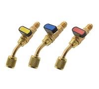 Reinscer Vanne d'arrêt compacte coudée 1/4 SAE, système de réfrigérant R410A R134A, 3 soupapes d'arrêt R410A R134A