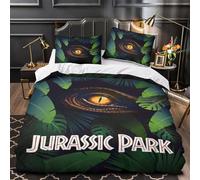 REIPOL Jurassic Park 3D Imprimé Film Housse De Couette Housses De Couettes pour Adultes Et Enfants E avec Fermeture À Glissière avec Taies Microfibr Parure De Lit 3 Pièces King（220x240cm）