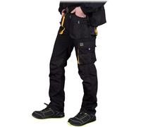 REIS FORECO-T BY46 Pantalon de Travail pour Homme, Protecteur, Anti-coupure, Cargo, 80% Polyester 20% Coton, Noir-Jaune, Taille 52