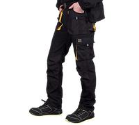 REIS FORECO-T BY46 Pantalon de Travail pour Homme, Protecteur, Anti-coupure, Cargo, 80% Polyester 20% Coton, Noir-Jaune, Taille 60