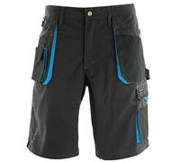 REIS, Pantalon de Travail Court pour Hommes, 270g/m², 65% Polyester 35% Coton, Noir-Bleu, Taille: L