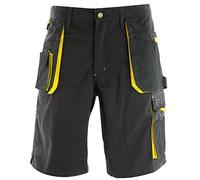 REIS, Pantalon de Travail Court pour Hommes, 270g/m², 65% Polyester 35% Coton, Noir-Jaune, Taille: L
