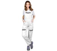 REIS Salopette de Protection CORTON-L-B pour Femmes, 100% Coton, Confortable et Durable, Poches Multiples, Réglable et Éléments Réfléchissants, Couleur: blanc - gris, Taille 48