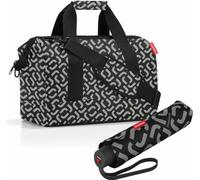 reisenthel allrounder M mit umbrella pocket classic Set, Reisetasche, Regenschirm, Signature Black, 18 L, 2-tlg.