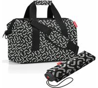 reisenthel allrounder M mit umbrella pocket mini Set, Reisetasche, Regenschirm, Signature Black, 18 L, 2-tlg.