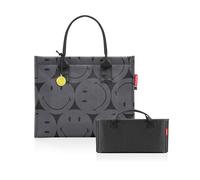 reisenthel Bundle Daily Shopper + Organisateur - Sac fonctionnel avec combinaison d'organisation : fini le chaos de poche - avec compartiments pratiques et poignées de transport., Smiley Grey + Black