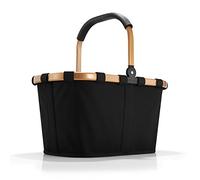 reisenthel carrybag - cabas courses avec cadre aluminium stable, poignée rabattable, poche intérieure zippée, pliable, capacité 22l, polyester de haute qualité, déperlant, en black