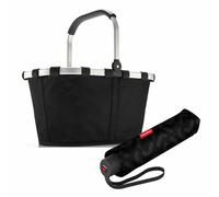 reisenthel carrybag mit umbrella pocket classic Set, Einkaufskorb, Regenschirm, Black, 22 L, 2-tlg.