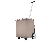 reisenthel Carrycruiser Herringbone Moka Chariot de courses portable avec cadre en aluminium solide, bandoulière et poche intérieure en filet amovible - En matériau imperméable