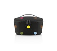 reisenthel coolerbag S pocket - petit sac isotherme idéal pour vos déjeuners, doublure isotherme en feuille d'aluminium, couvercle à fermeture hermétique, capacité 2,5 l, en noir, Couleur:dots