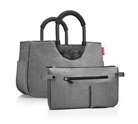 reisenthel Loopshopper M Frame Twist Silver - Sac robuste avec compartiments pratiques en bouteilles en PET recyclées - Élégance lors de vos achats, beaucoup de fonctions incluses