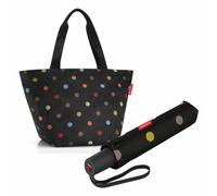 reisenthel shopper M avec umbrella pocket duomatic Set, sac à provisions, parapluie, Dots, 15 L, 2 pcs.